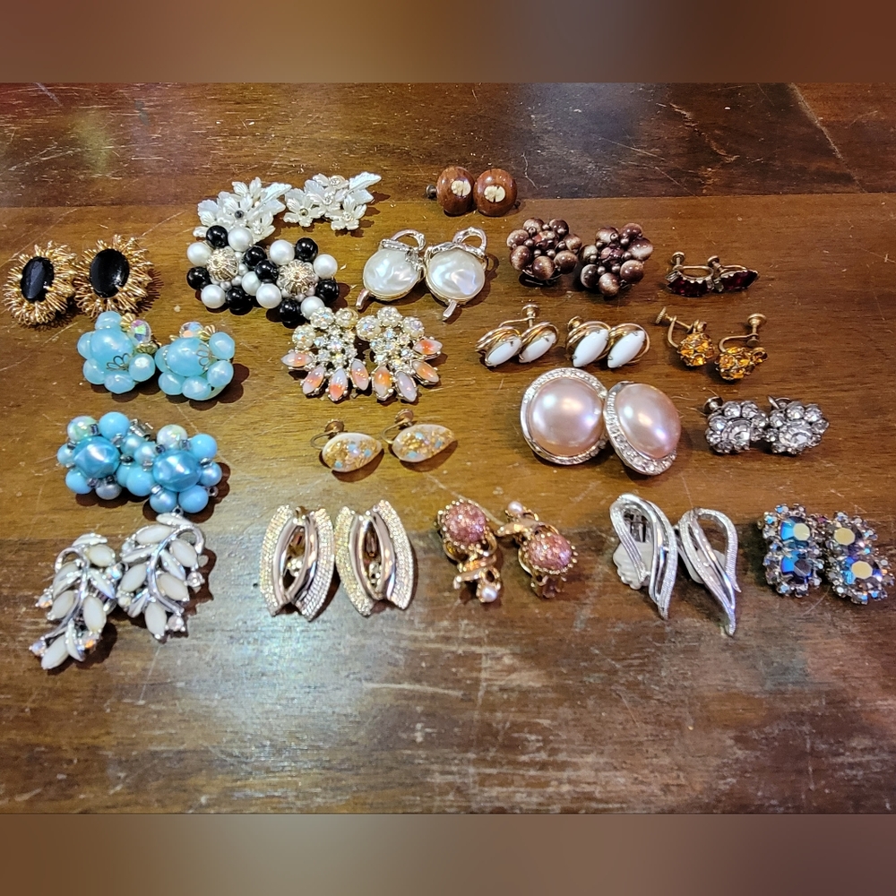 Vintage Costume Clip-On & Screw Earrings LOT of 20 - my Grandmother's Collection